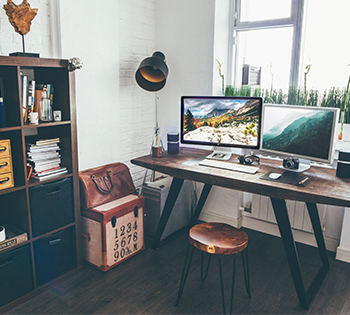 A fully-equipped home office setup