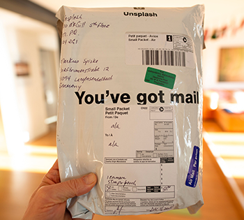 A package with a shipping label