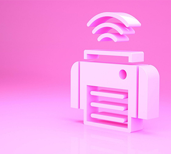 A pink printer icon