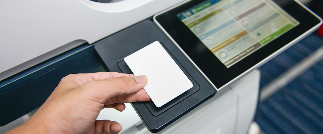 A person using a multifunction printer 