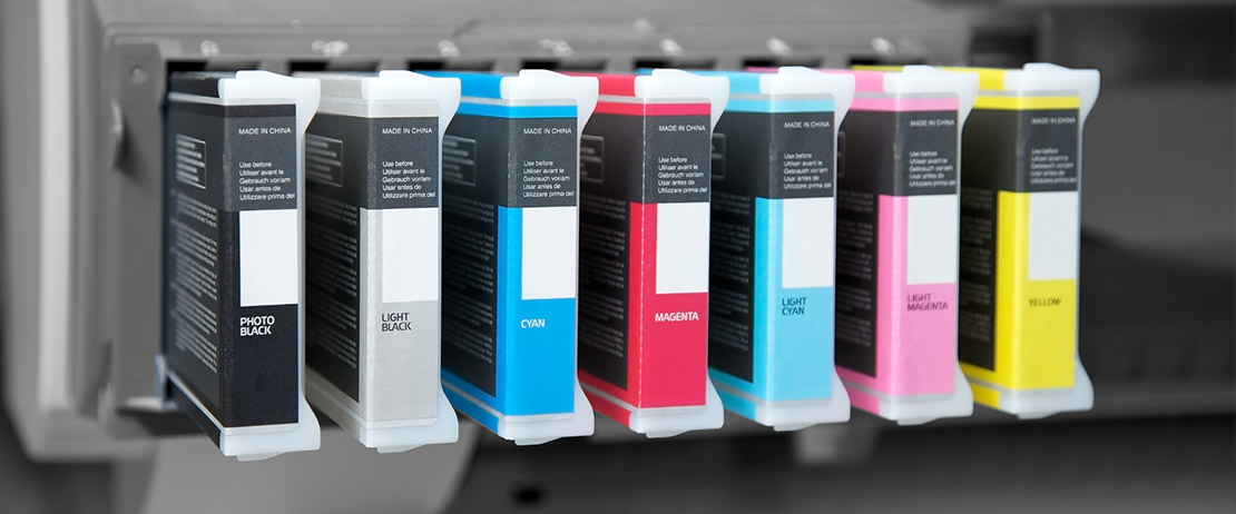  ink cartridges in a printer